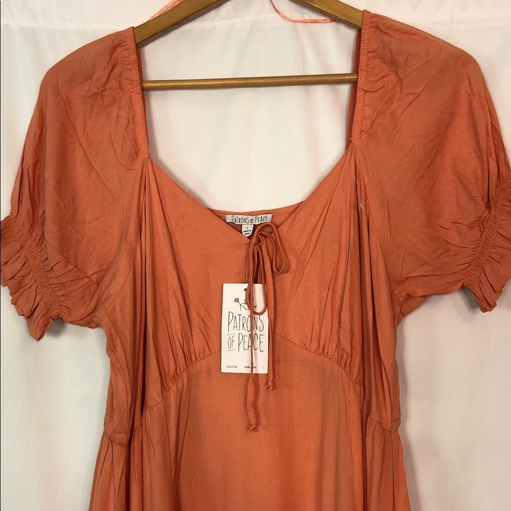 PATRONS OF PEACE Peach Ruffle High-Low Maxi Dress Size L - Picture 9 of 12